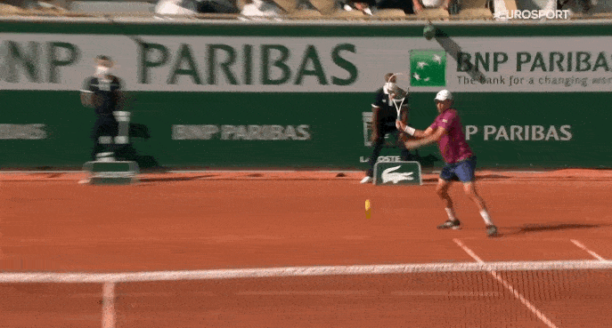 great volley in the final set while serving out the match great volley in the final set while serving out the match