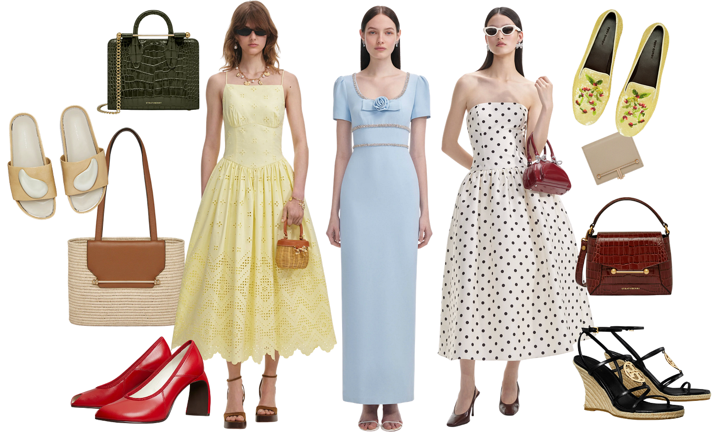 Dresses, bags and shoes on sale at Self Portrait, Strathberry, and Tory Burch