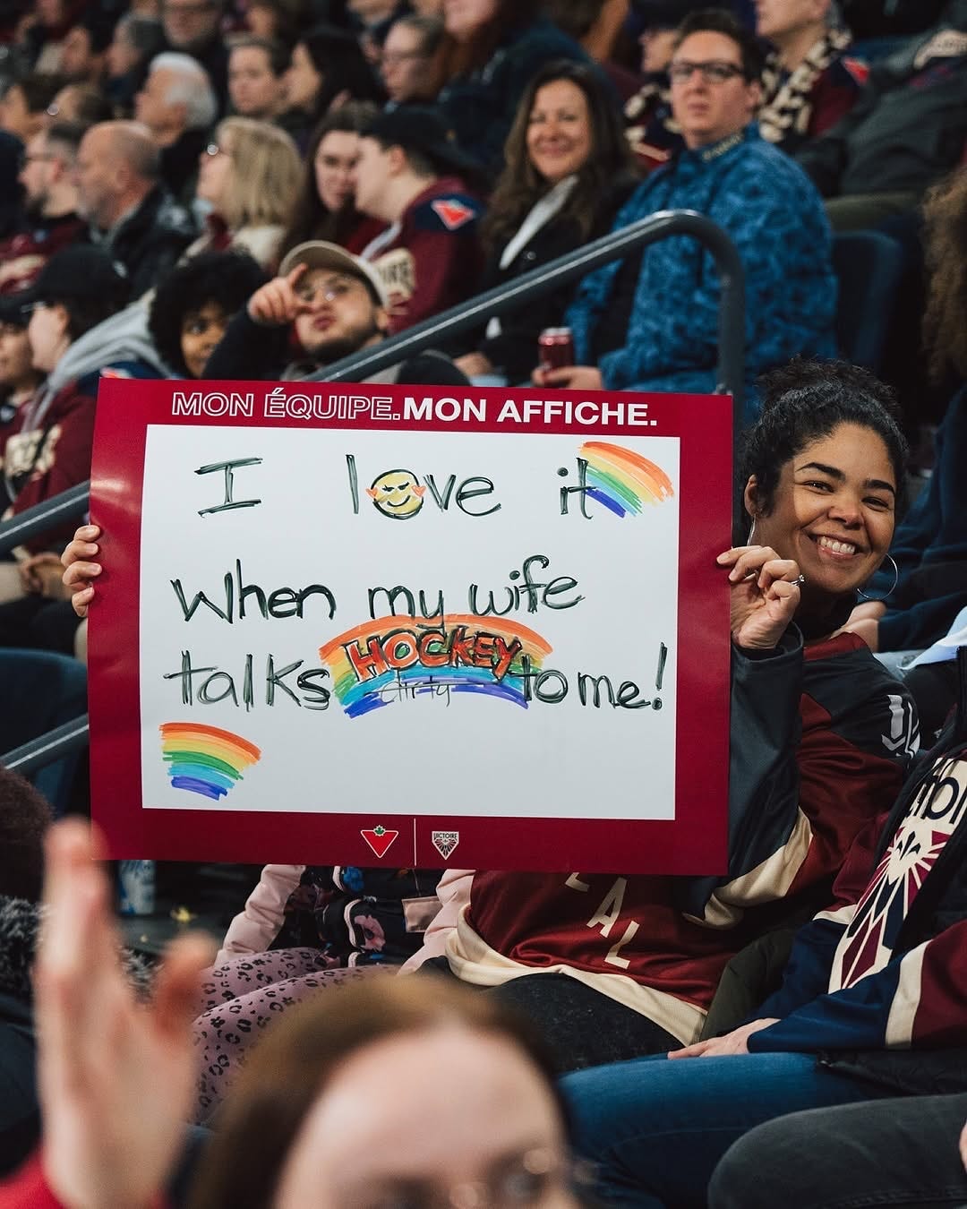 Sign: "I love it when my wife talks hockey to me!"