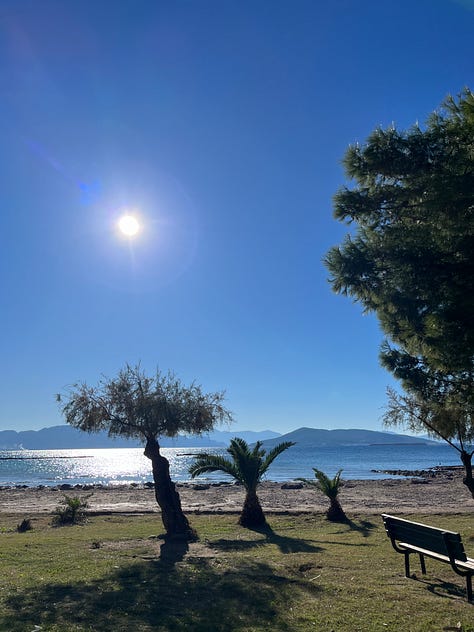Aegina's blues from high noon to evening, Temple of Aphaia