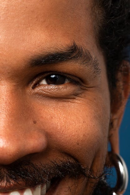 Smiley man skin texture front view