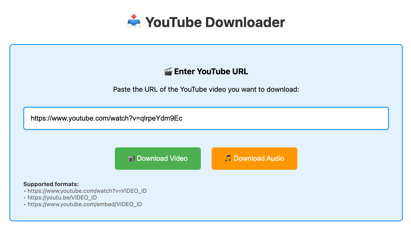 Screenshot of the author's YouTube Downloader app Screenshot of the author's YouTube Downloader app