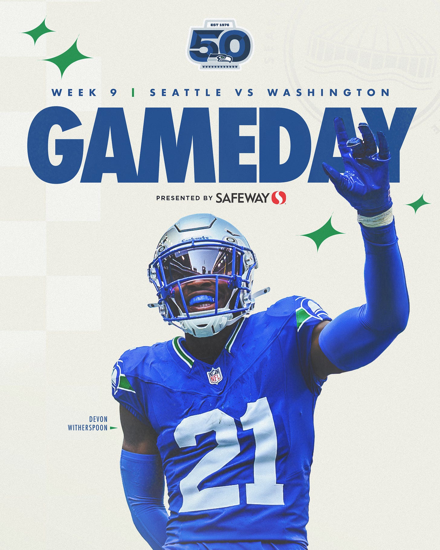 Week 9 Seattle vs Washington Gameday. Devon Witherspoon.