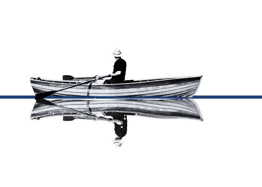 Man in a rowing boat