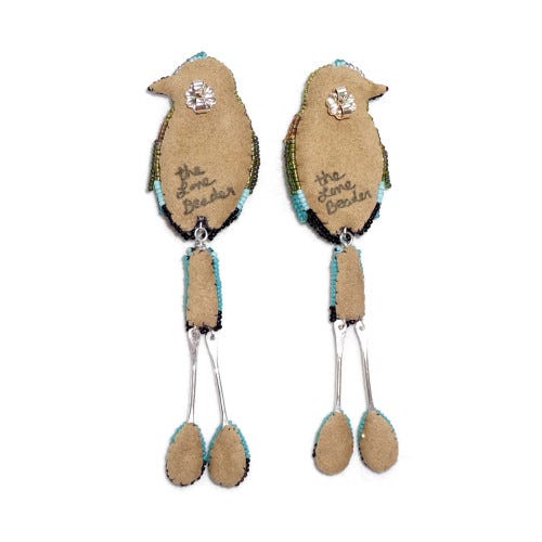 Custom Beaded Turquoise Browed Motmot earrings the lone beader mexico Custom Beaded Turquoise Browed Motmot earrings the lone beader mexico