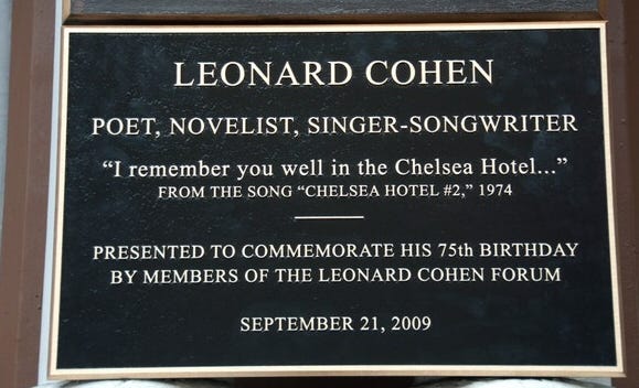 The Chelsea Hotel Plaque