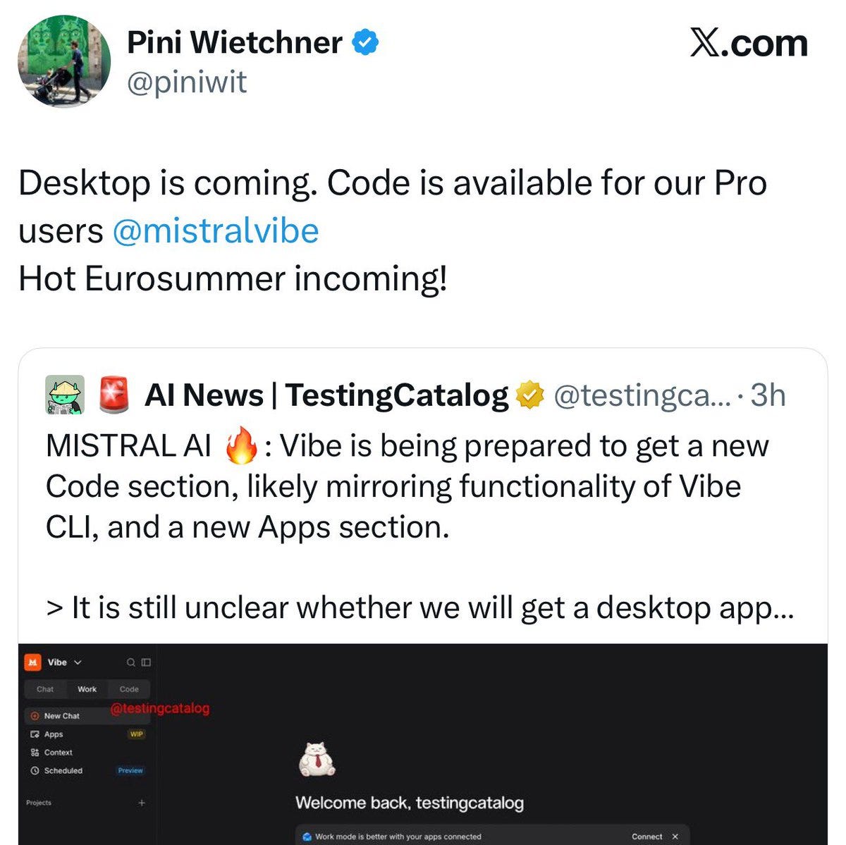 Mistral bringt Code auf Vibe für alle Pro-Nutzer, Desktop-App bestätigt Mistral bringt Code auf Vibe für alle Pro-Nutzer, Desktop-App bestätigt