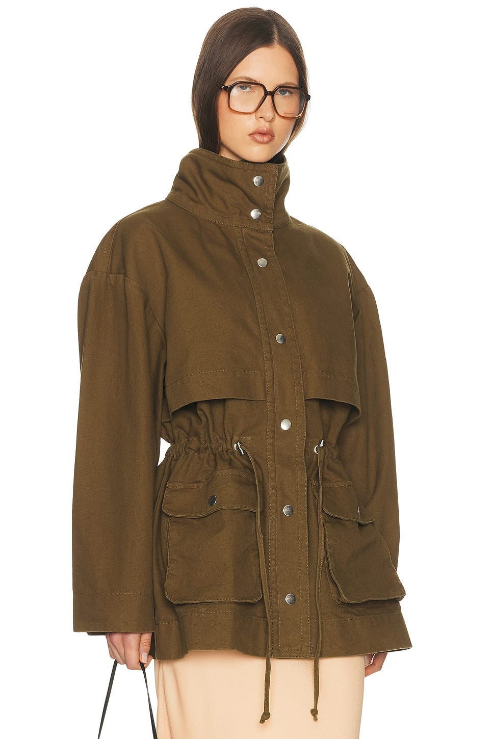 Image 1 of Helsa Garment Washed Utility Jacket in Army Green