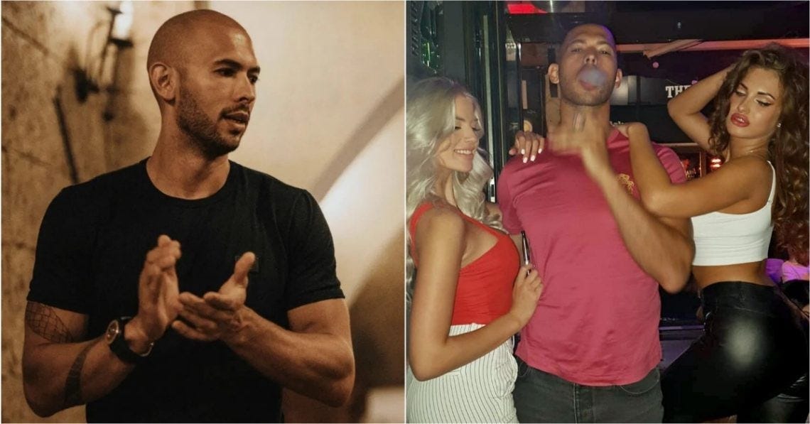 Andrew Tate (left) with women (right) Andrew Tate (left) with women (right)