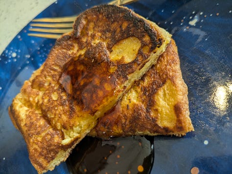 Making French toast.