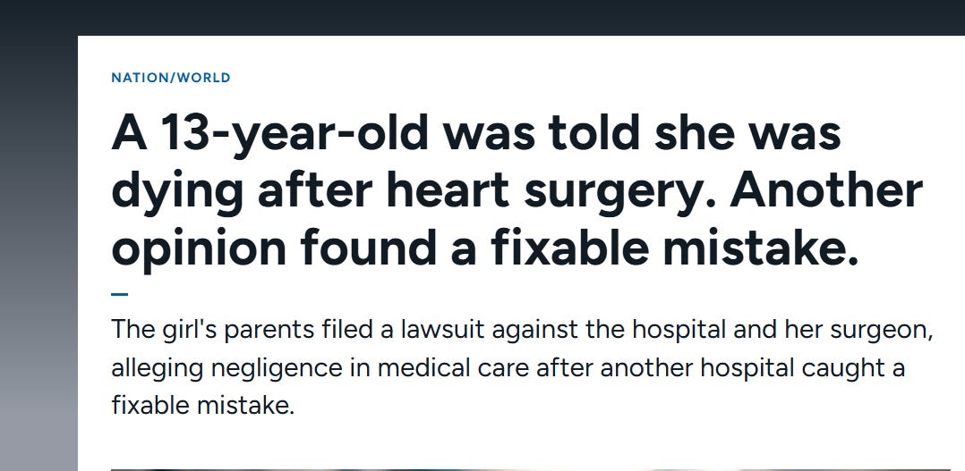 OHSU's surgeon allegedly sews in mitral valve upside down in 13 year old girl, hospital pushes to harvest girl's organs, parents transfer to Seattle, and truth is revealed