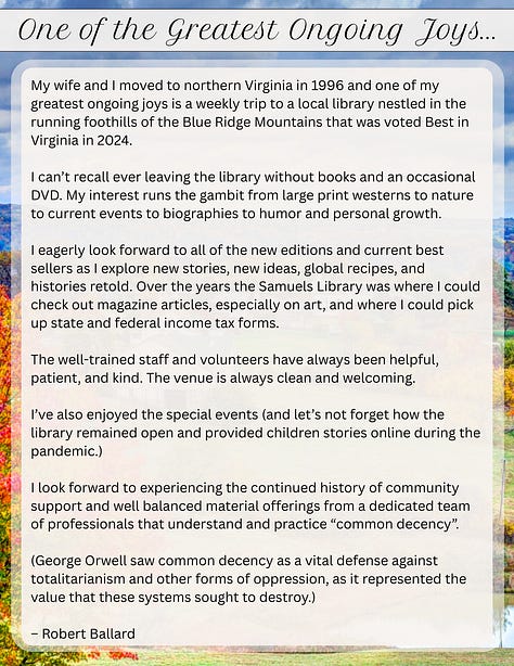 Gallery of photos that include patron, community member, and visitor testimonials on what Samuels Library means to them