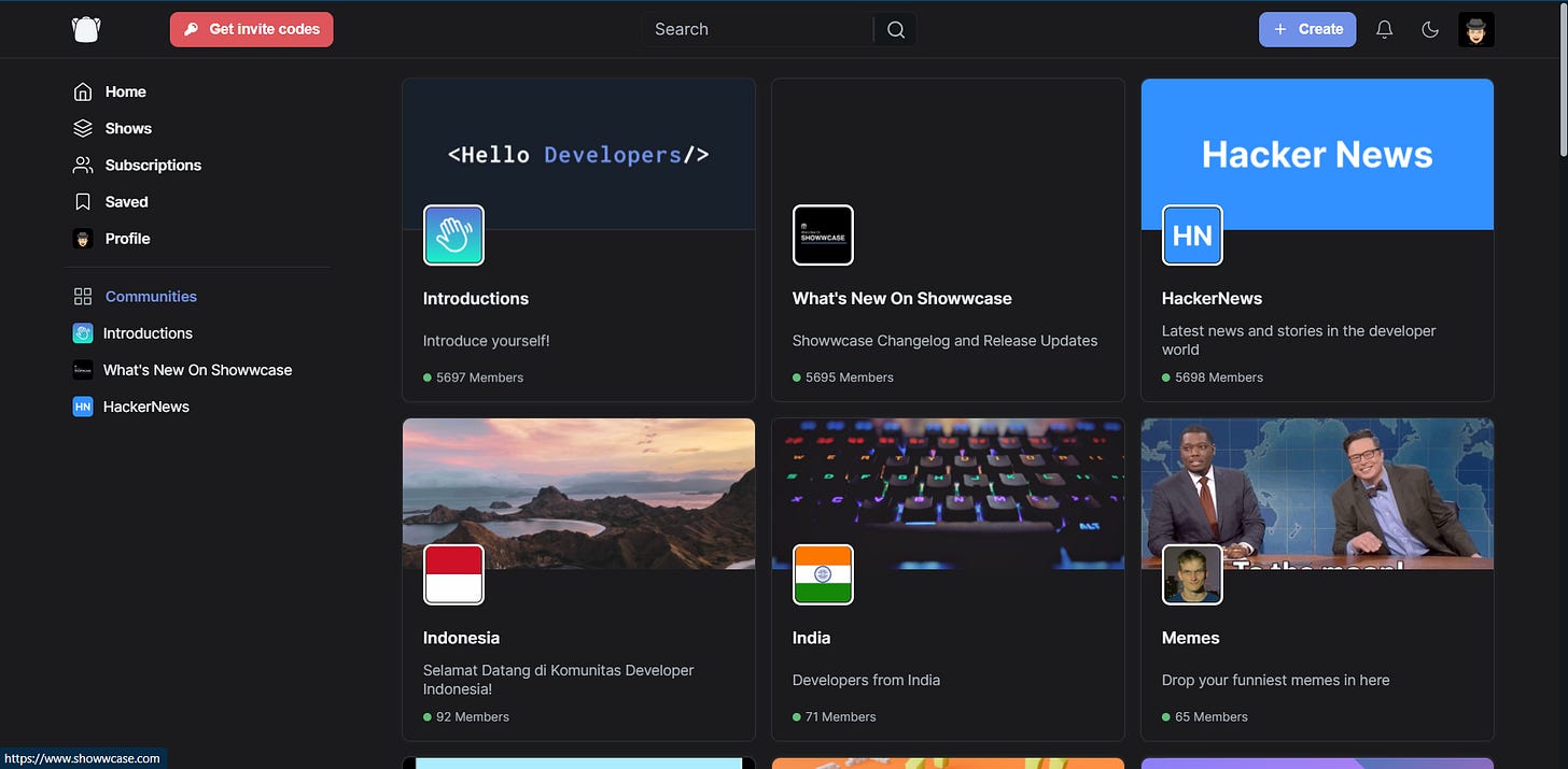 ShowCase communities