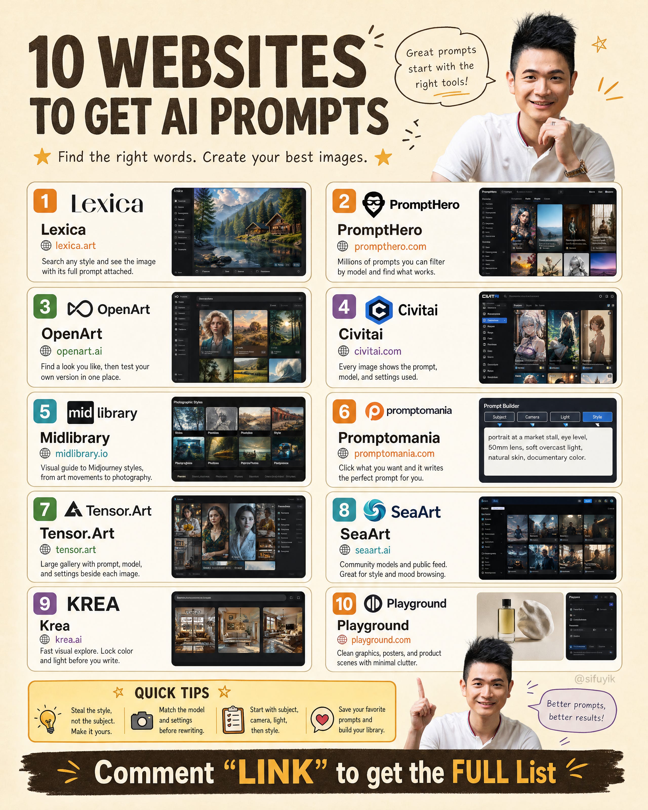 Stack Chan 10 WEBSITES TO GET AI PROMPTS - by Sifu Yik Chan