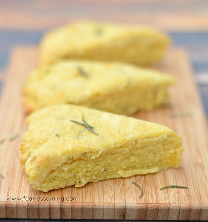 A photo of each recipe I recreated. The gf sweet potato scones and cheese scones.