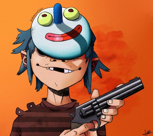 Looking for the version of this with plastic beach in the background but no  gorillaz text : r/gorillaz