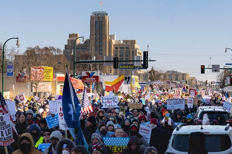 Protesters on East Lake Street