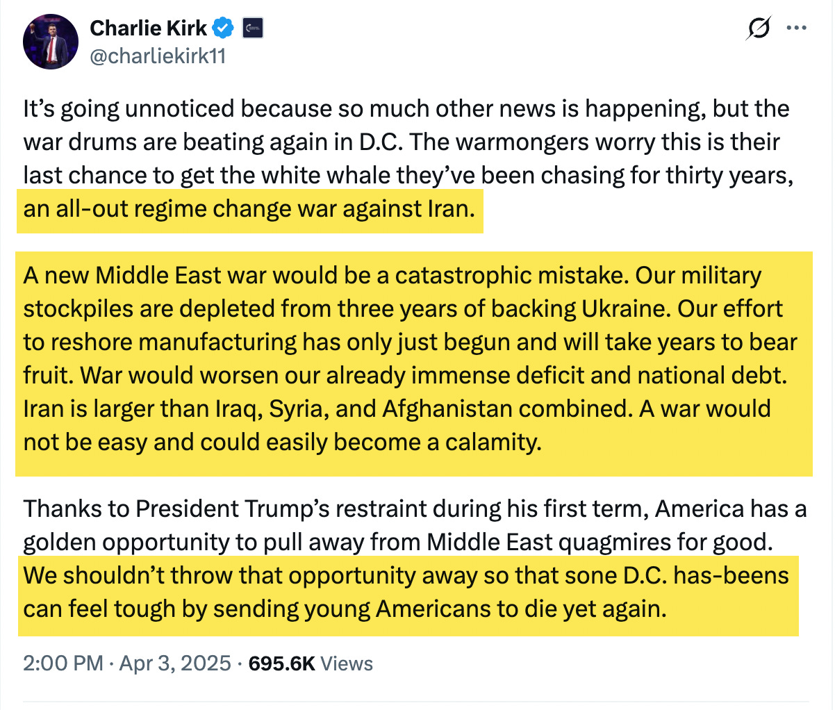 Charlie Kirk's warning