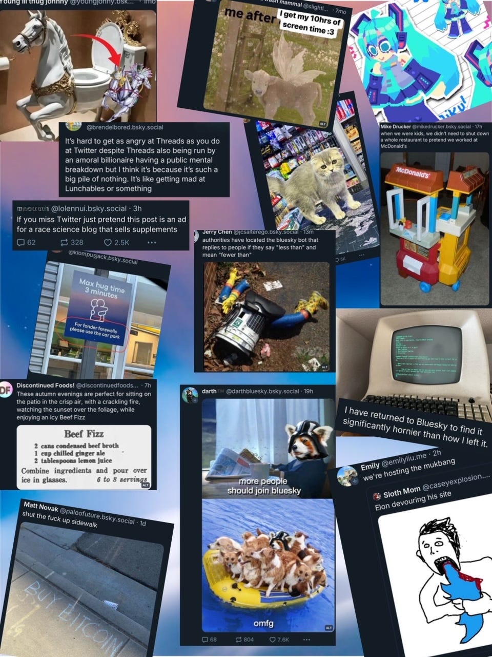 collage of screenshots from Bluesky app