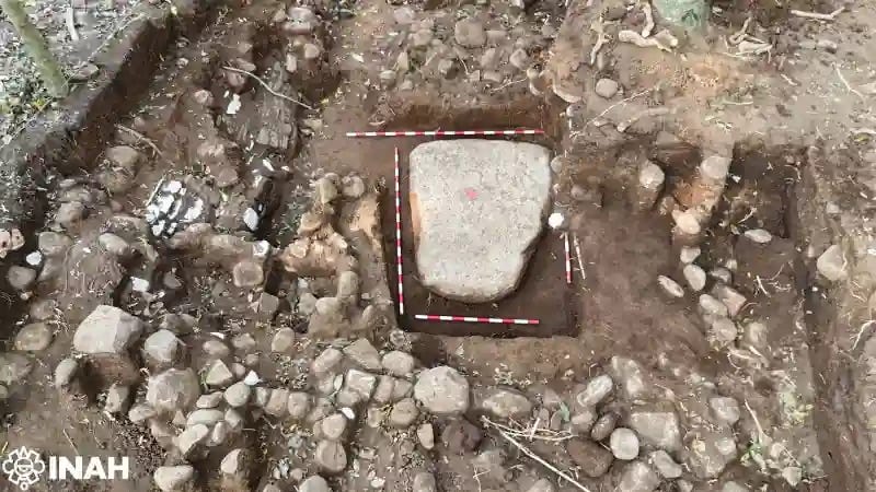 The stele in situ at the location where it was discovered. The stele in situ at the location where it was discovered.
