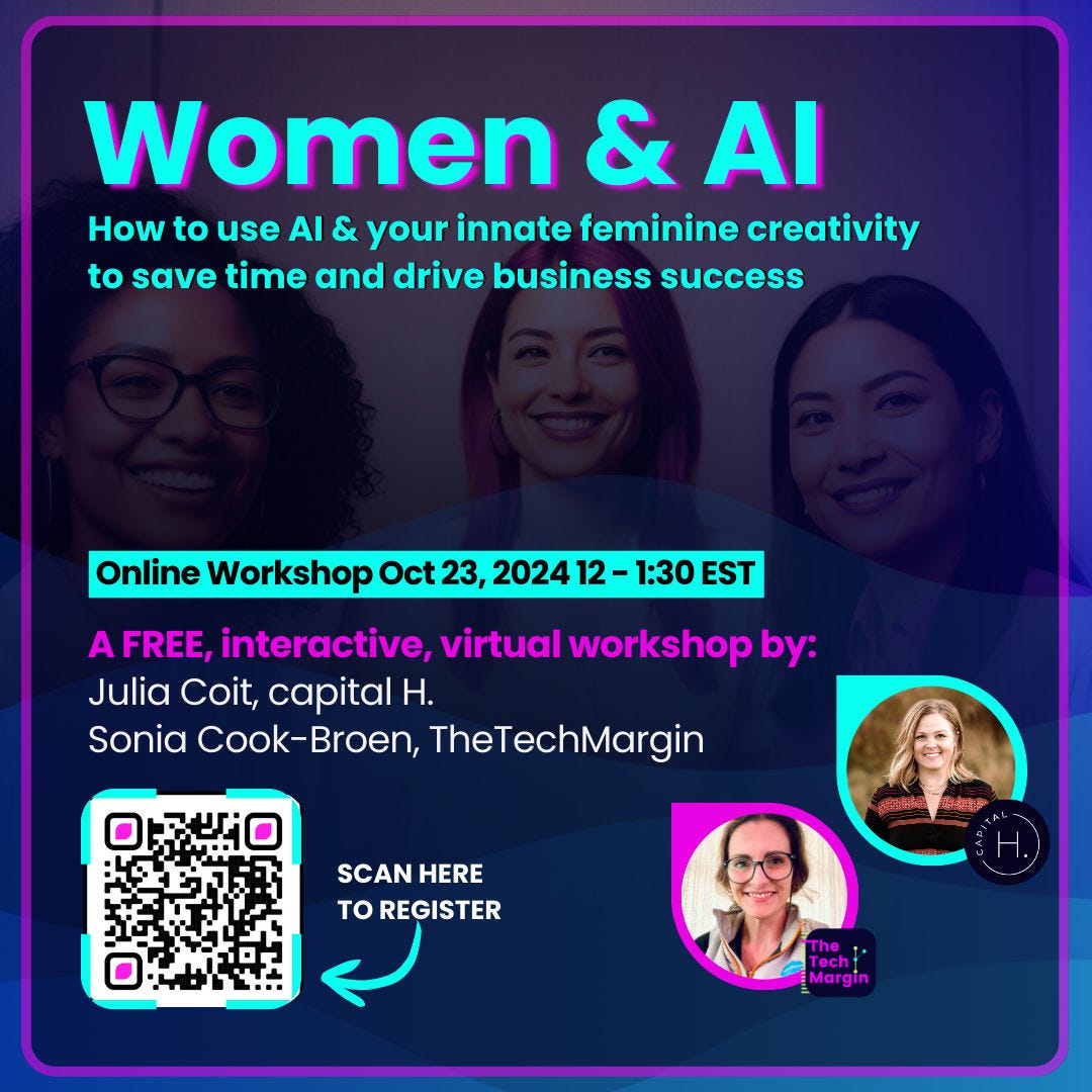 Women and AI flyer for workshop on the same subject