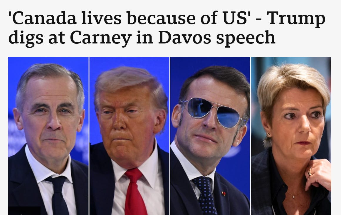 Trump khẳng định, Canada tồn tại nhờ vào Mỹ khi lên phát biểu tại Davos.