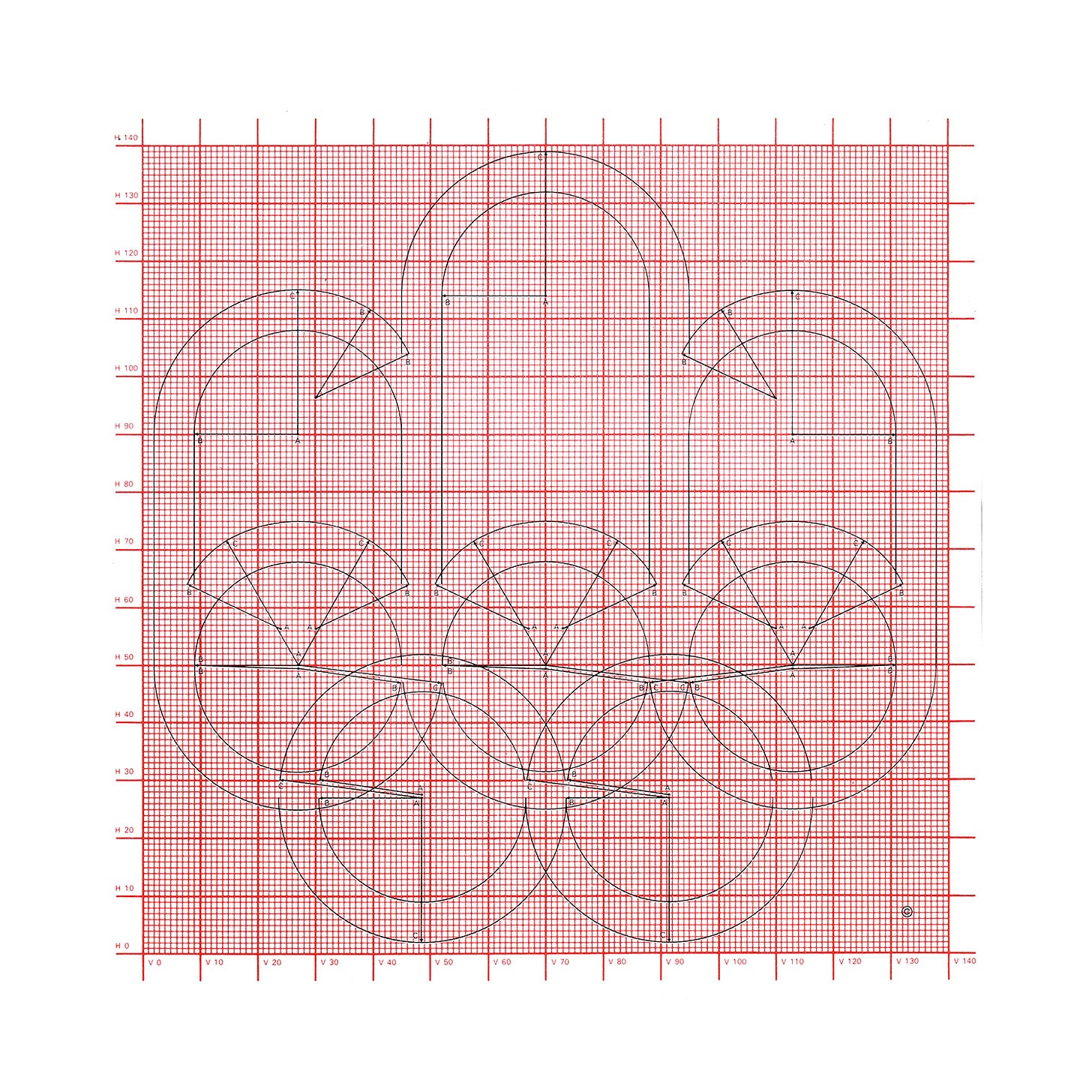 Montreal 1976 logo grid by Georges Huel, 1972