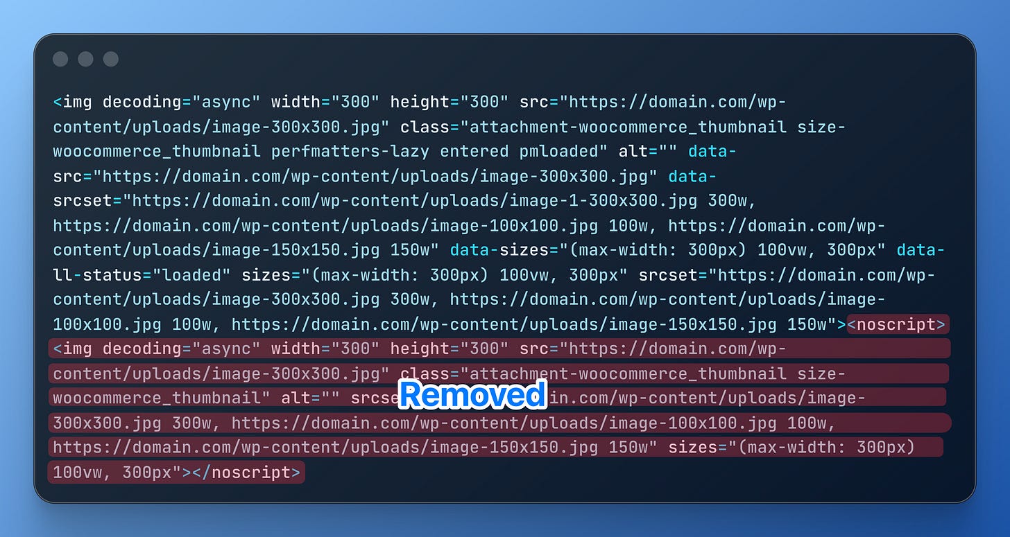 No longer adding <noscript> tag