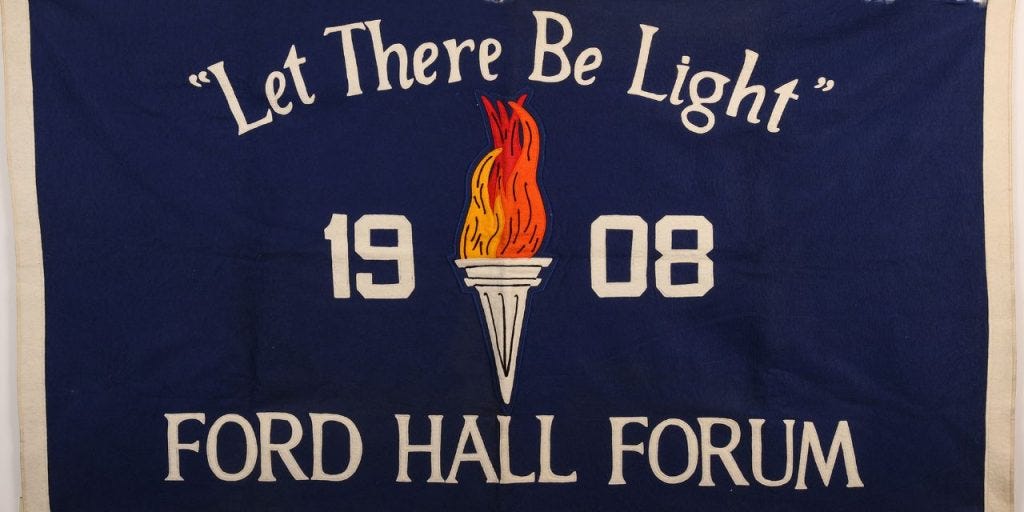 Ford Hall Forum felt banner Ford Hall Forum felt banner