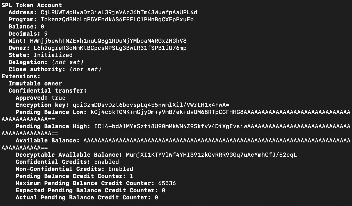 Configuring a token account for confidential transfers  