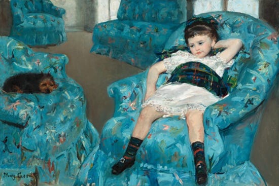 Little Girl in a Blue Armchair, 1878, Mary Cassatt Little Girl in a Blue Armchair, 1878, Mary Cassatt