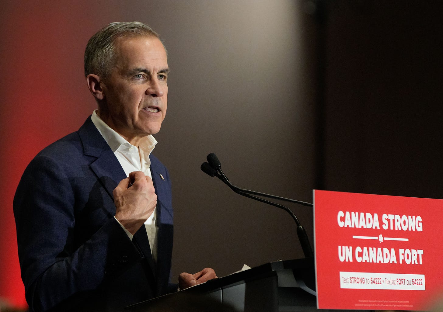 Canada's Liberal Party leader, Mark Carney, attends a federal election campaign rally at Sheraton Vancouver Airport Hotel in Richmond, British Columbia, Canada, on April 7, 2025.