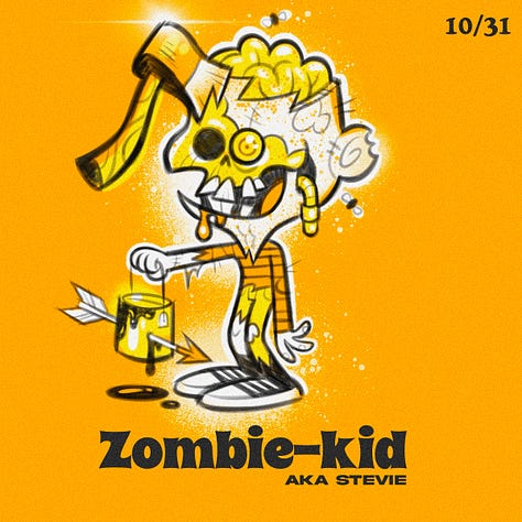 Spooky Kiddos are my custom character creations. They're kids dressed up in they're spookiest costumes. I drew one everyday for the entire month of October.