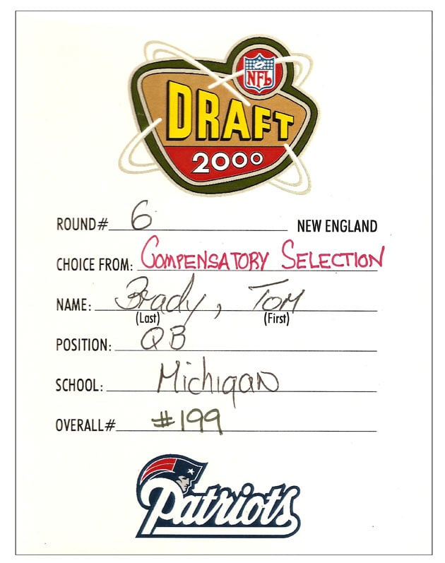 Tom Brady's draft card | Pro Football Hall of Fame