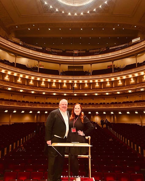 Photos on stage and back stage at Carneigie Hall
