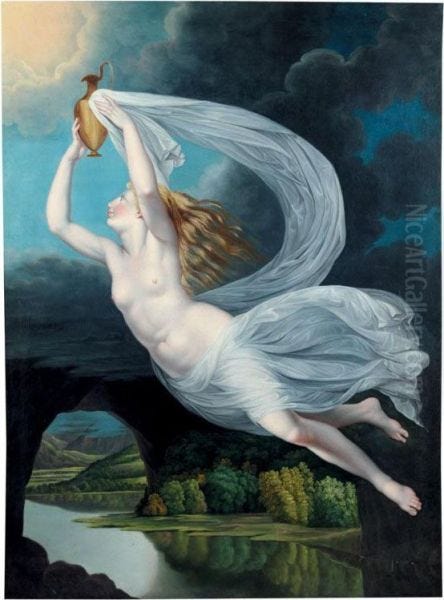Iris Carrying Waters Of The River Styx To Olympus For The Gods To Swear By Oil Painting by Guy Head Iris Carrying Waters Of The River Styx To Olympus For The Gods To Swear By Oil Painting by Guy Head