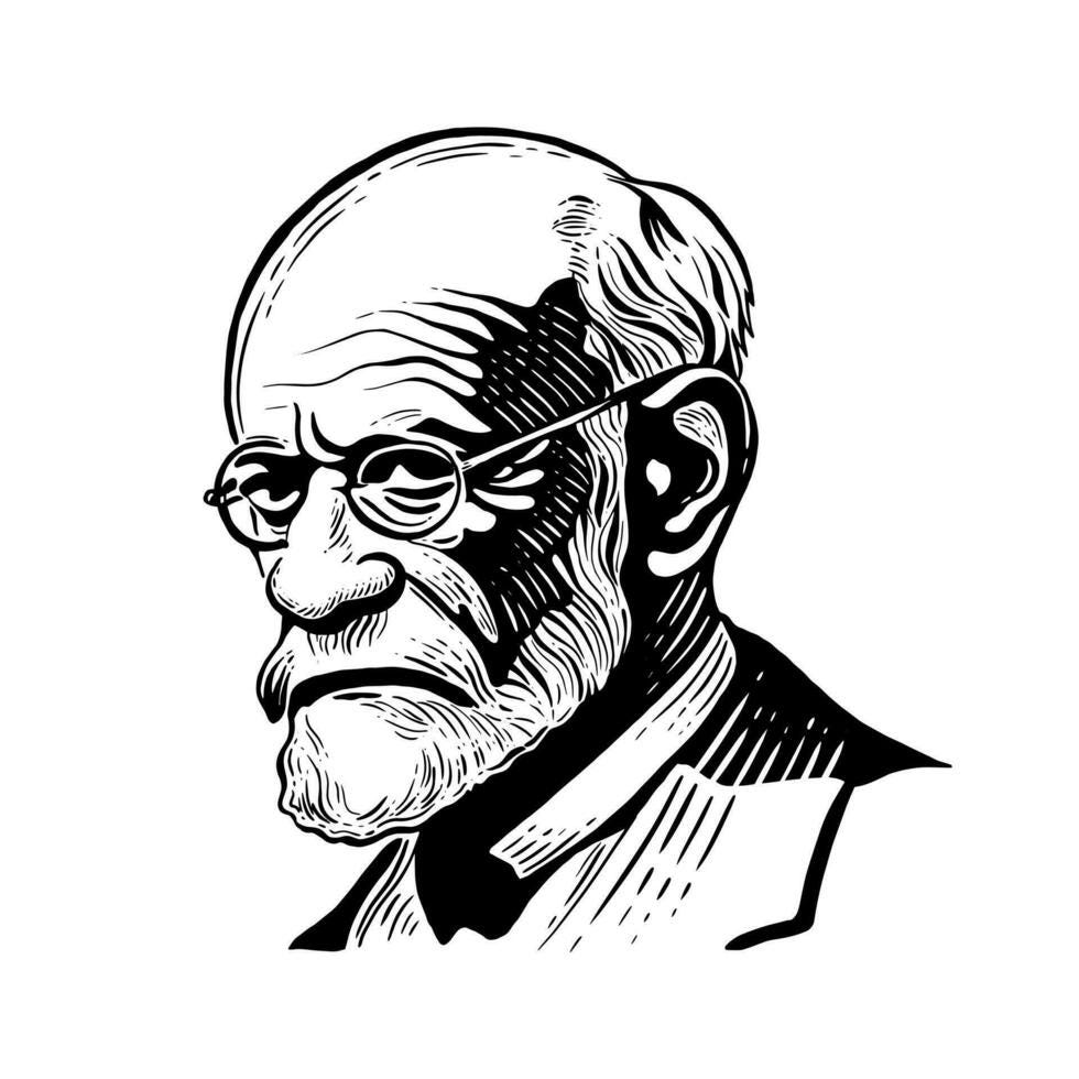 sigmund freud - el padre de psicoanálisis, retrato. vector ilustración,  grabado 24044720 Vector en Vecteezy