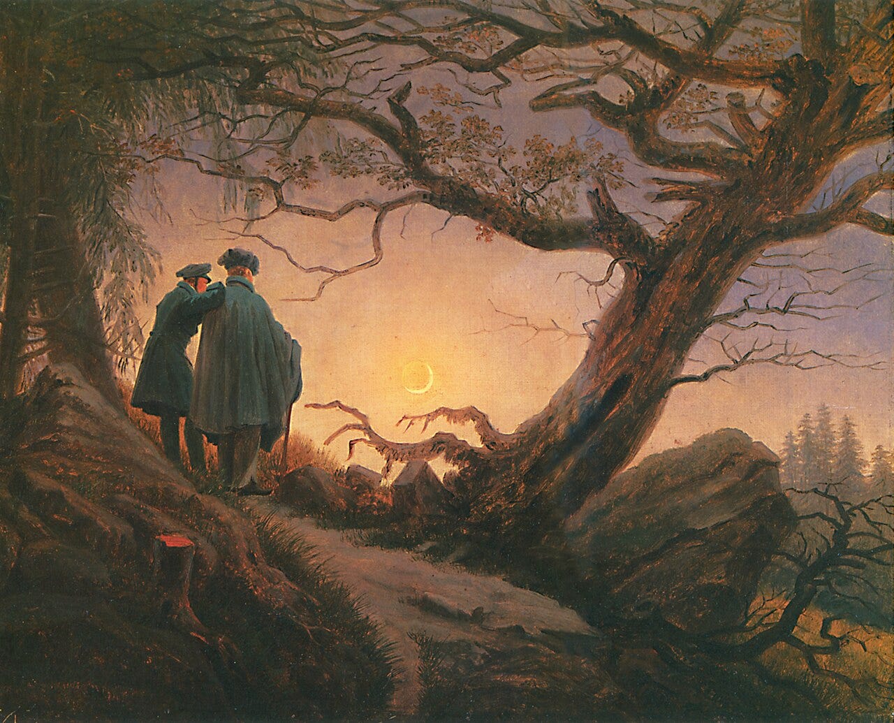 Caspar David Friedrich, Two Men Contemplating the Moon, about 1830 Caspar David Friedrich, Two Men Contemplating the Moon, about 1830