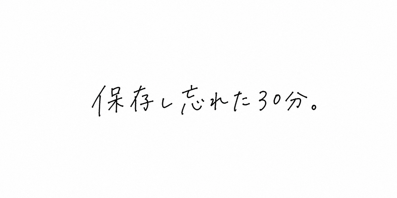 保存し忘れた30分。