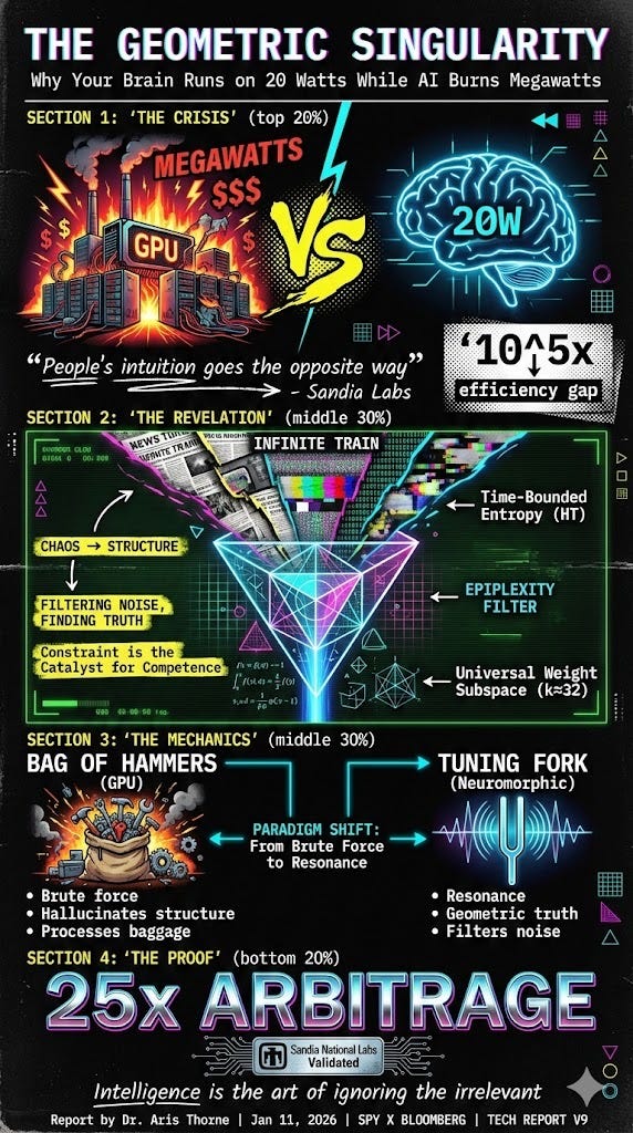 The Geometric Singularity: Epiplexity, Neuromorphic Convergence, and the Universal Weight Subspace
