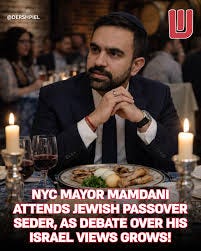 NYC Mayor Zohran Mamdani attended a Jewish Passover seder event at City  Winery in New York, joining Jewish attendees during a time of rising  tensions around Israel and antisemitism. His appearance was