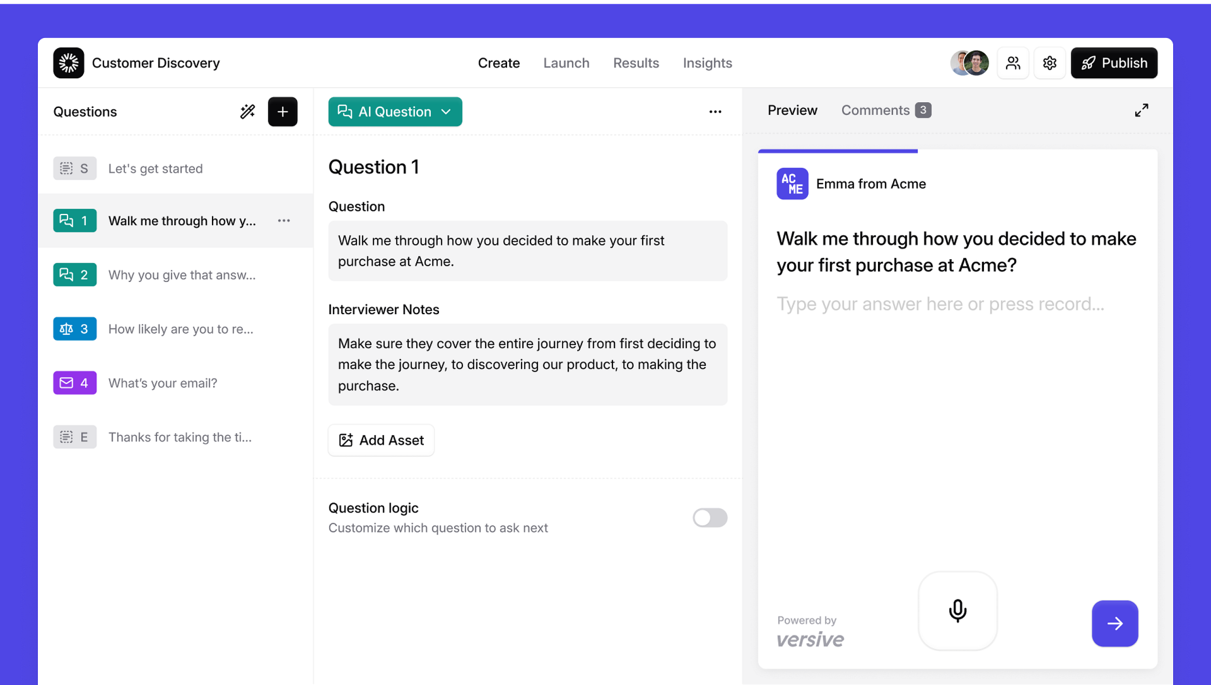 Versive UI design by Eric Li