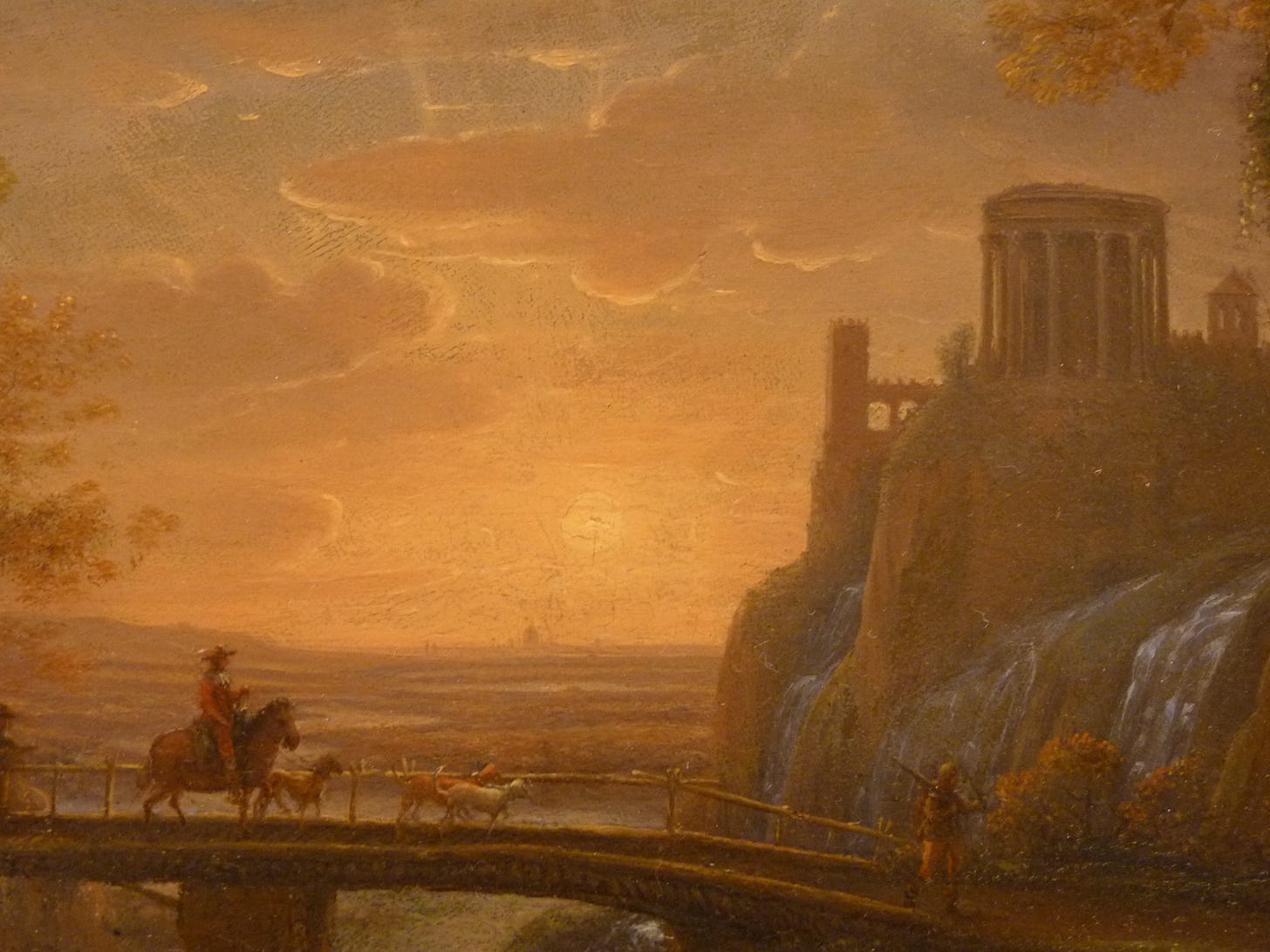 painting of an imaginary landscape by painter Claude Lorrain, from the Courtauld Gallery in London. painting of an imaginary landscape by painter Claude Lorrain, from the Courtauld Gallery in London.