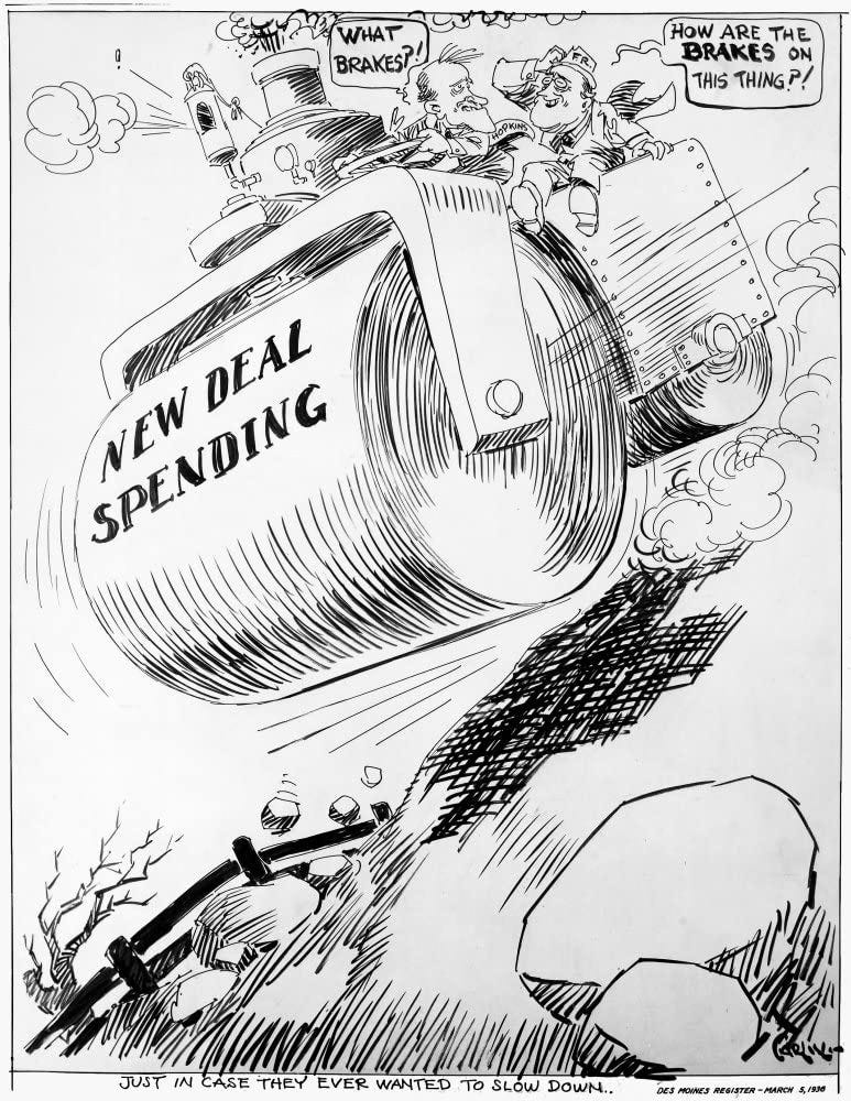 Amazon.com: Cartoon New Deal 1936 Namerican Cartoon Depicting President  Franklin D Roosevelt And Secretary Of Commerce Harry Hopkins Pushing  Forward Outrageous Spending On New Deal Programs Drawing 1936 By Carlis:  Posters &amp;