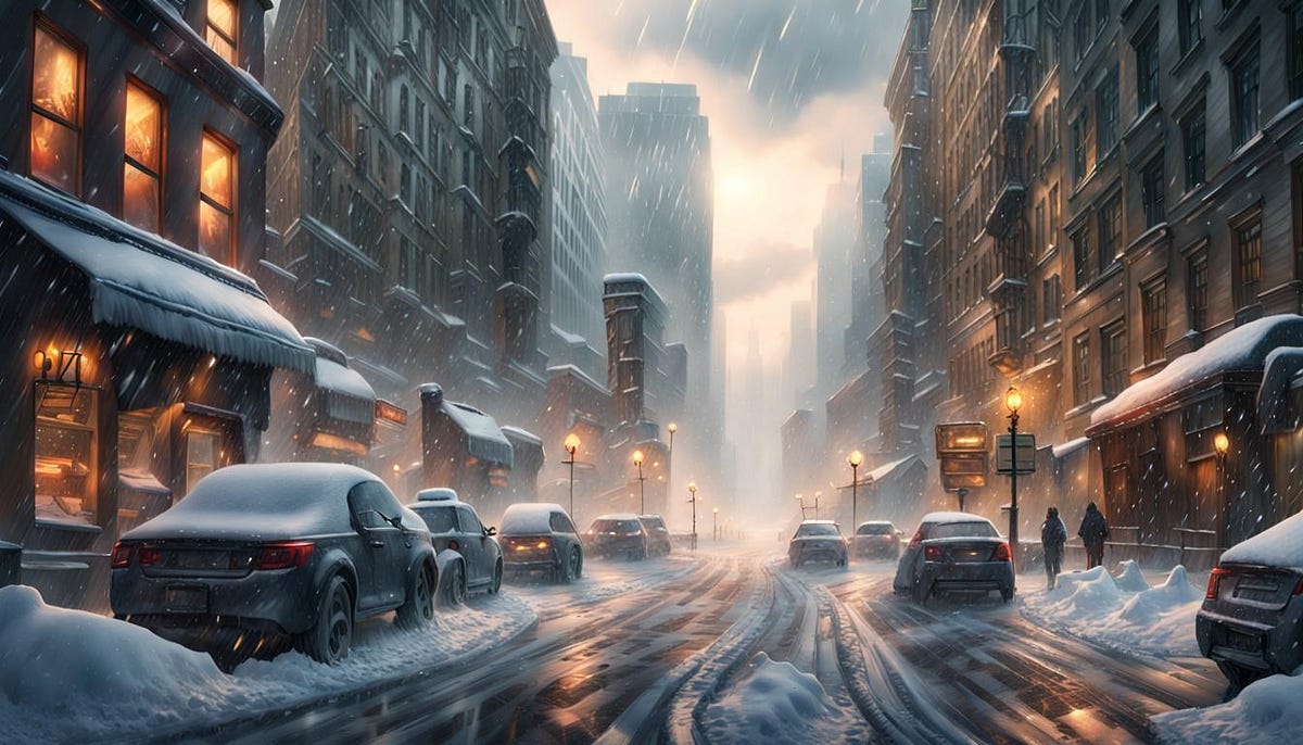 Snow blizzard in city Snow blizzard in city
