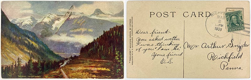 vintage postcard from 1909 with written message vintage postcard from 1909 with written message