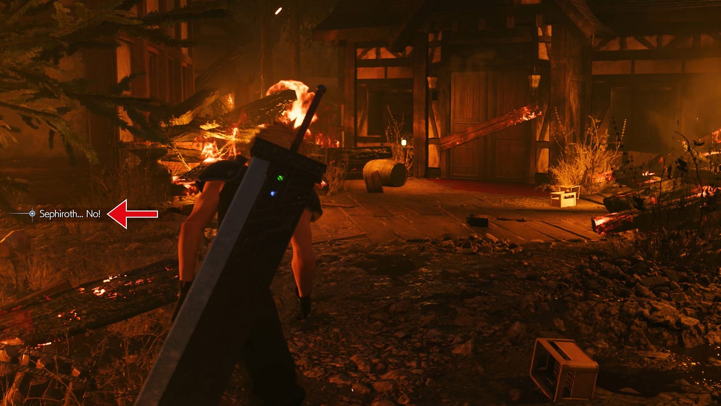 Unknown woman yelling “Sephiroth… No!“