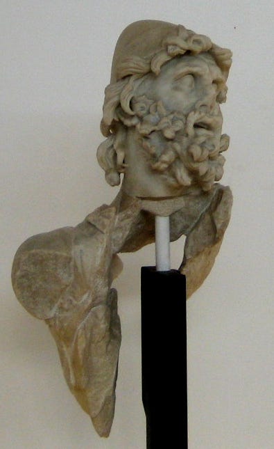 Odysseus' head and upper body from the Polyphemus group, original as reconstructed