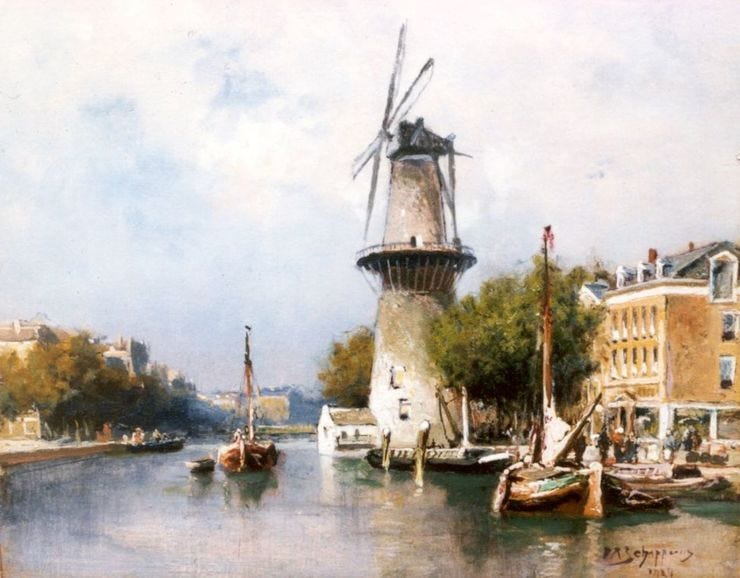 'Molen aan het Collvest te Rotterdam' olieverf op paneel: Piet Schipperus (herkomst: coll. Simonis & Buunk) 'Molen aan het Collvest te Rotterdam' olieverf op paneel: Piet Schipperus (herkomst: coll. Simonis & Buunk)