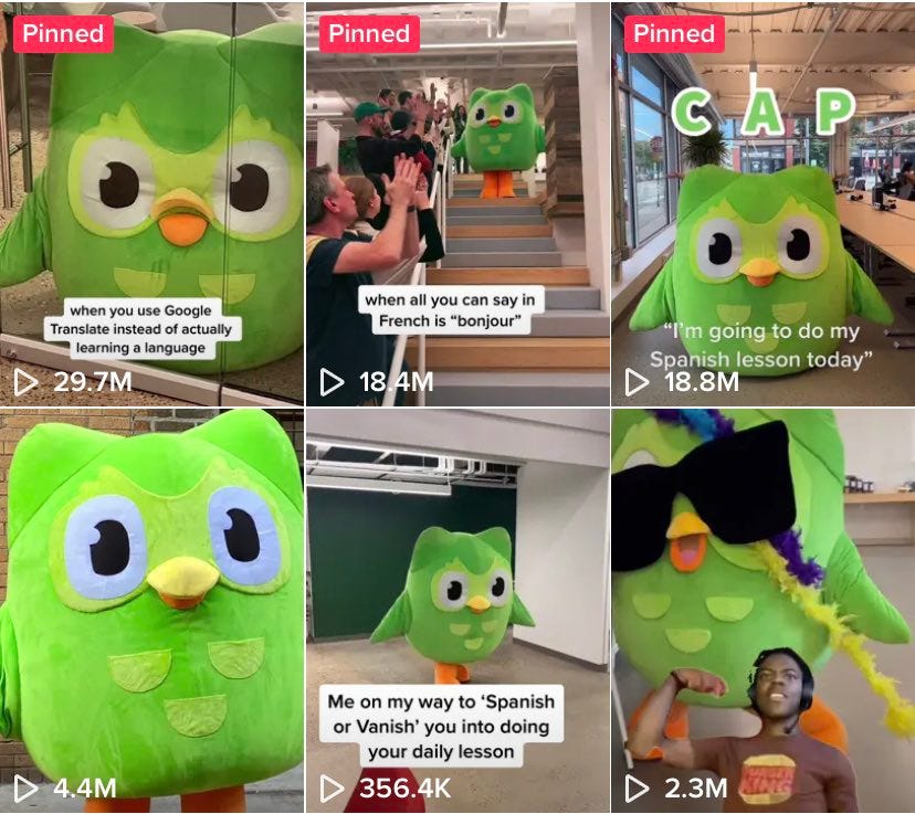 Duolingo's TikTok presence is pure chaos: an unhinged mascot, absurd humor, and zero polish. It’s not for everyone—and that’s the point.